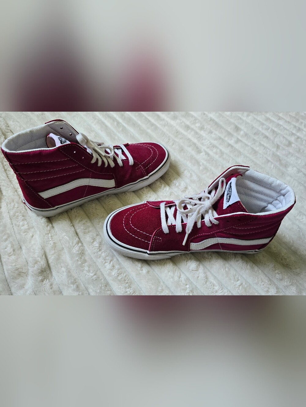 Vans Sk8-Hi Maroon Pink Magenta High Top Skate Shoes Womens Size 9.5 - Picture 6 of 10